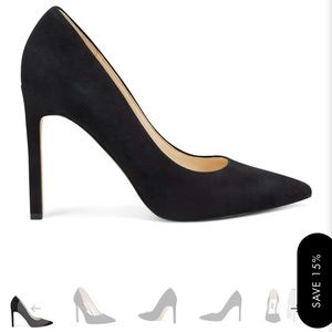 Size 9 Black Suede Nine West Tatiana Pointy Toe Pumps 4” heel